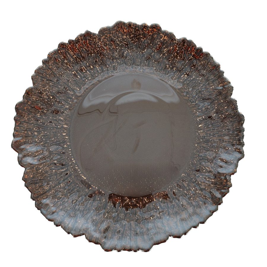 Glazen goudkleurige schaal in bloemmotief