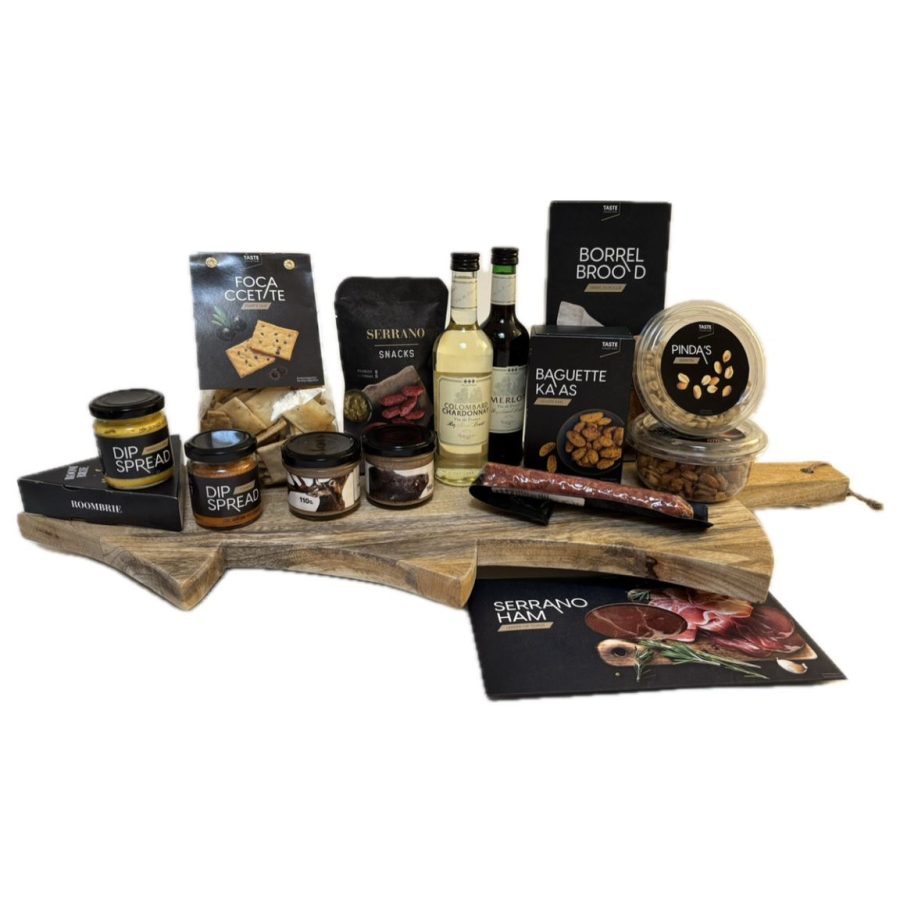 Kerstpakket de Luxe hout - Borrelplank Dennenboom