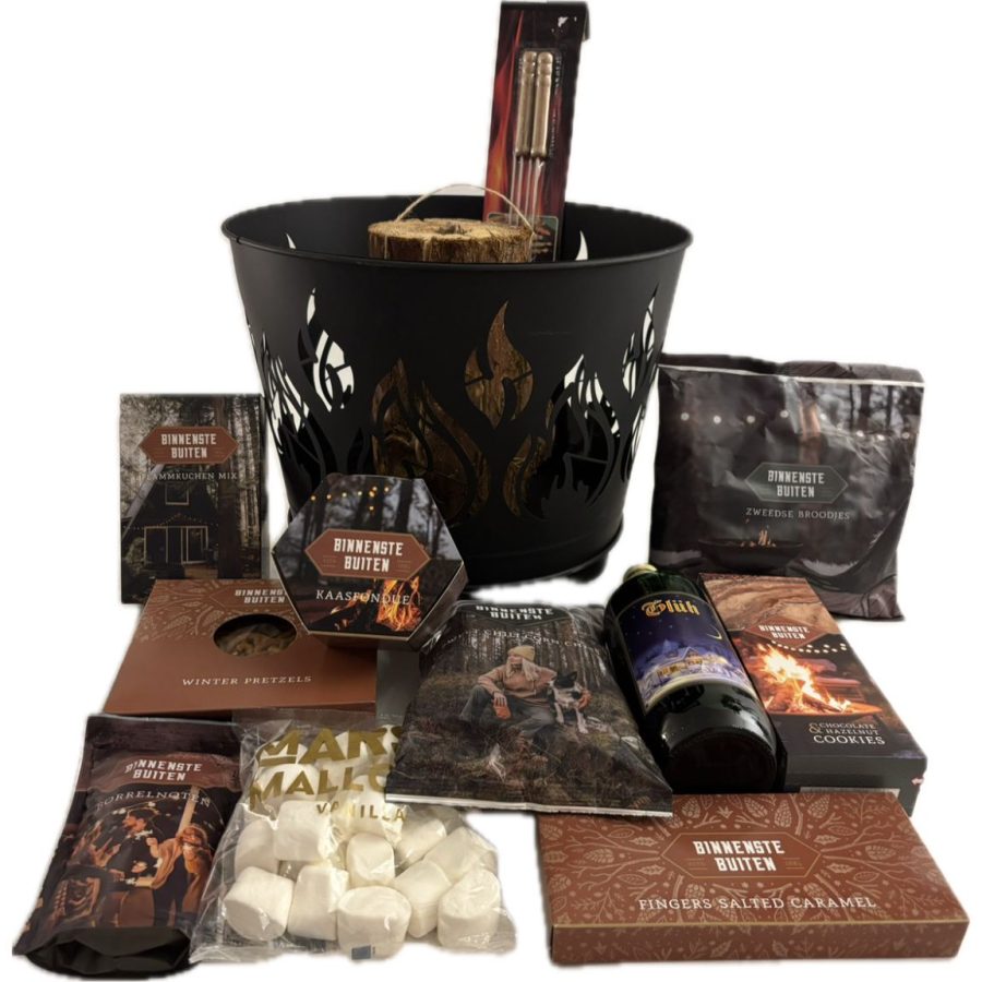 Kerstpakket : Vuurkorf met Binnenste Buiten lekkernijen