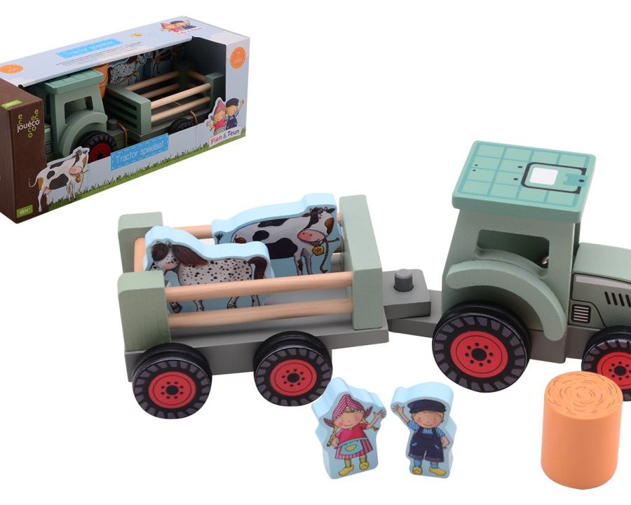 Jouéco Houten Tractor met Fien en Teun