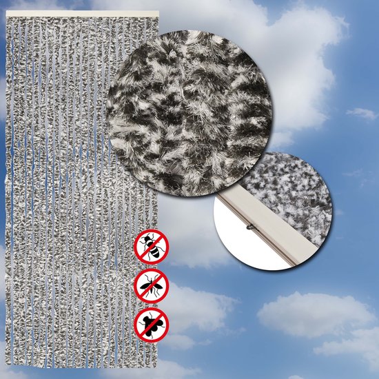 Kattenstaart zwart wit gemêleerd 90x220